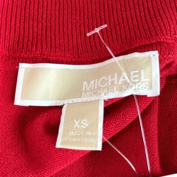 Michael Kors Women’s Red Mock Neck Studded Collar Sweater Size S - Picture 11 of 12